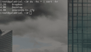 A black and white image featuring a building under a cloudy sky, where Linux provides DU tip.