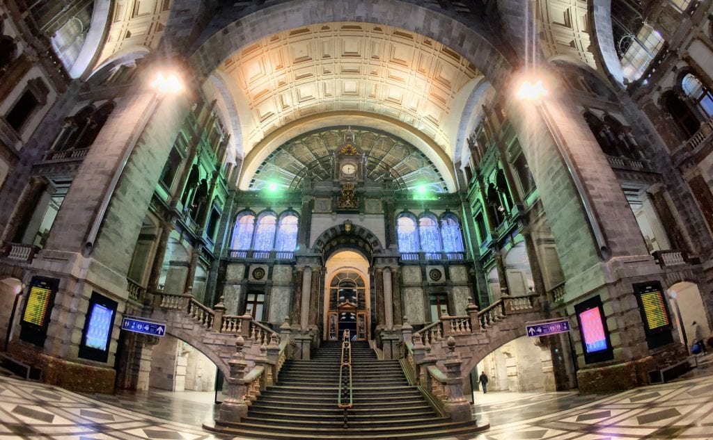 Antwerp Central Railway Station, shot on iPhone X using the New 14mm Moment Fisheye on Procamera HDR app, no post processing