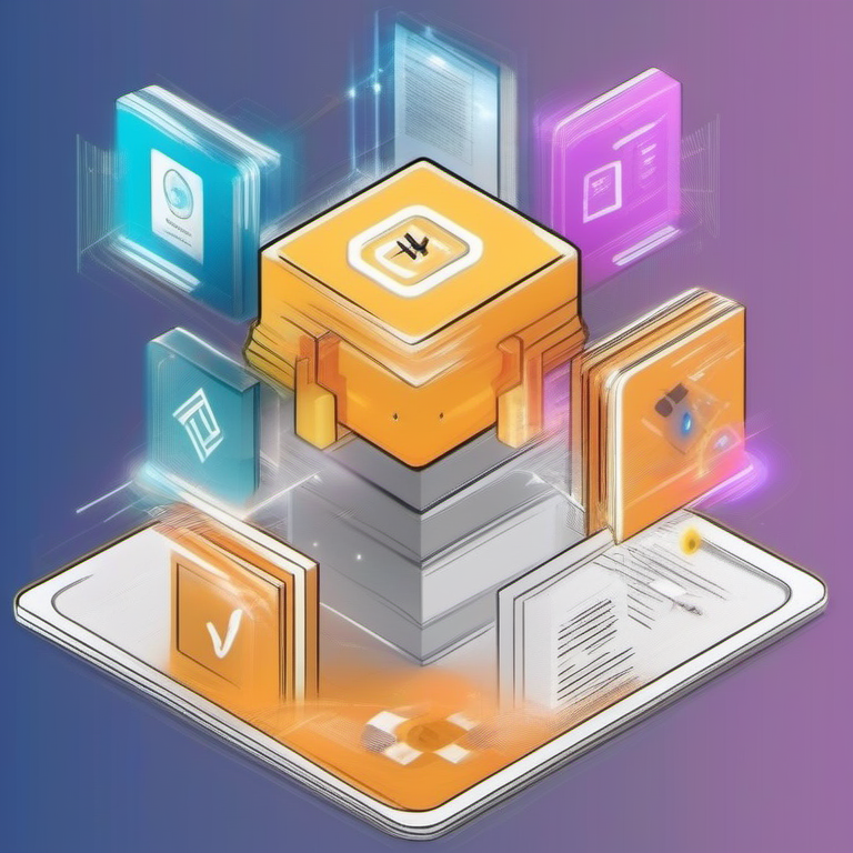 An isometric image of a Blockchain tablet.