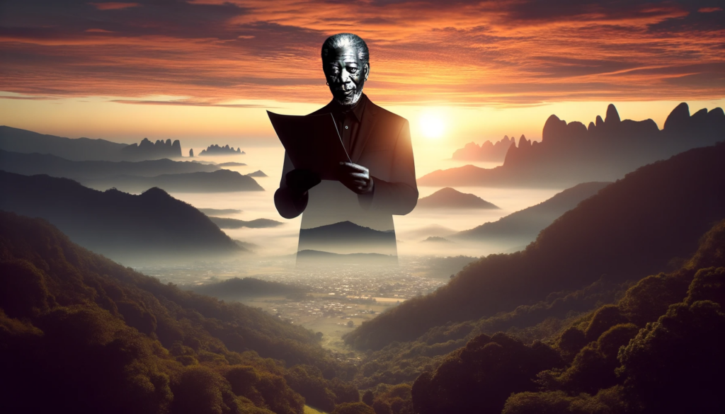A man holding a book in front of a mountain while unveiling the power of advanced prompting for ChatGPT.