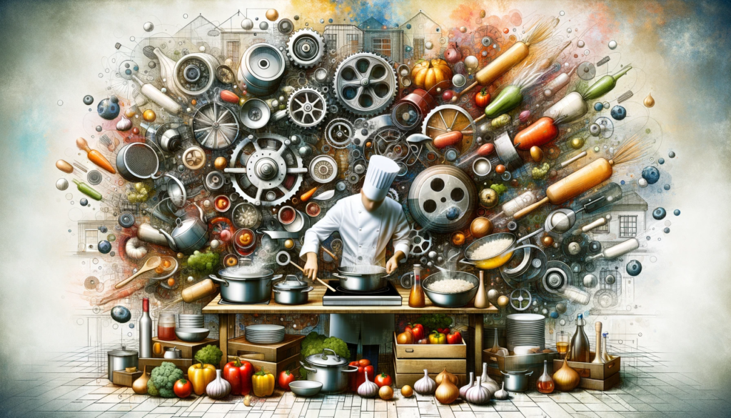 Unveiling the power of a chef preparing food in a kitchen with advanced prompting for ChatGPT.