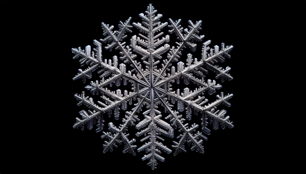 A black background showcasing a beautiful snowflake.